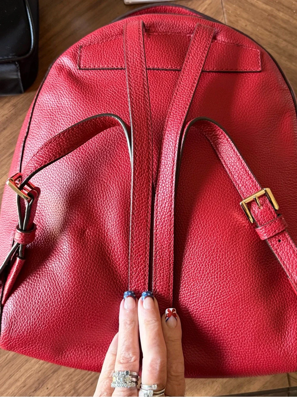 Michael Kors Jessa Red Pebbled Leather Backpack with Gold Hardware like new